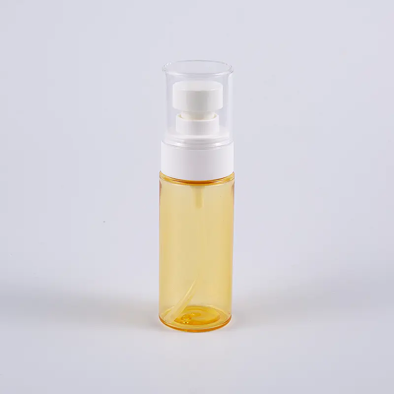 Semi-transparante kleur ronde vorm 50 ml PETG dikke wandlotionfles met plastic spuitpomp 
