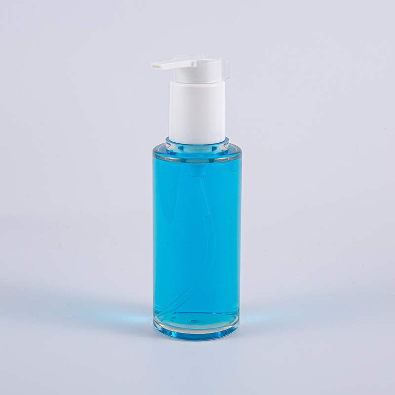Doorzichtige PETG-lotionfles van 100 ml met ronde vorm en witte plastic pomp