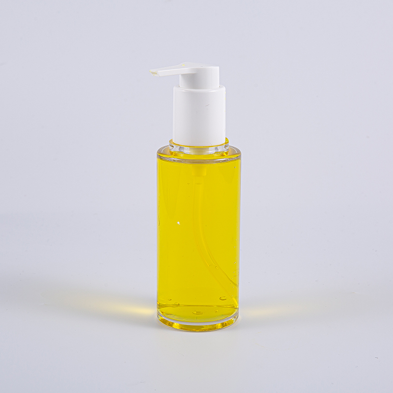 Doorzichtige PETG-lotionfles van 100 ml met ronde vorm en witte plastic pomp