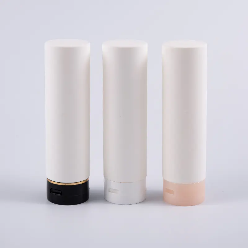 Witte Soft Touch ronde omgekeerde 180 ml PE haarconditioner reinigingsfles met flip-top dop