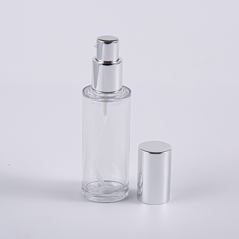 Hoge kwaliteit ronde lotionfles van 35 ml met aluminium pomp voor reizen