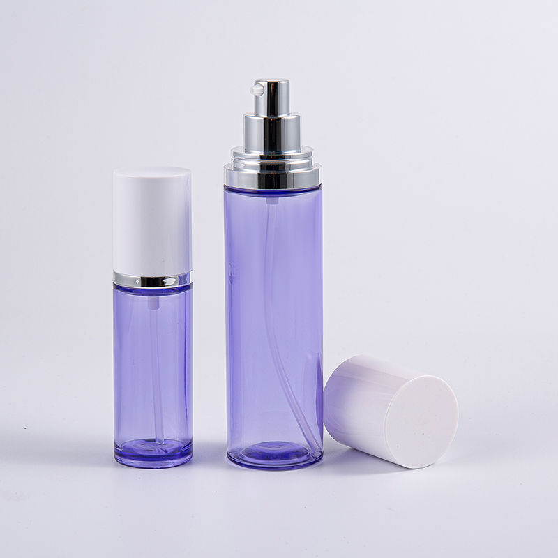 Paarse kleur 100 ml ronde serumlotionfles met aluminium pomp