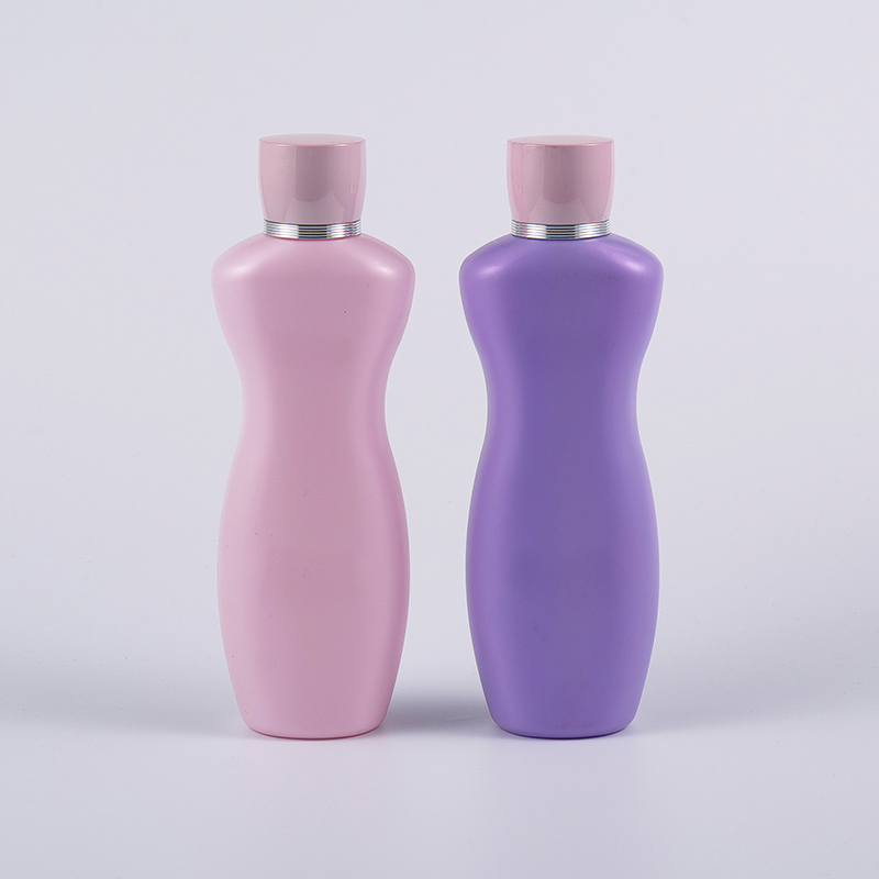 Roze paarse kleur Ergonomische vorm 200 ml PE bodylotion badwasfles