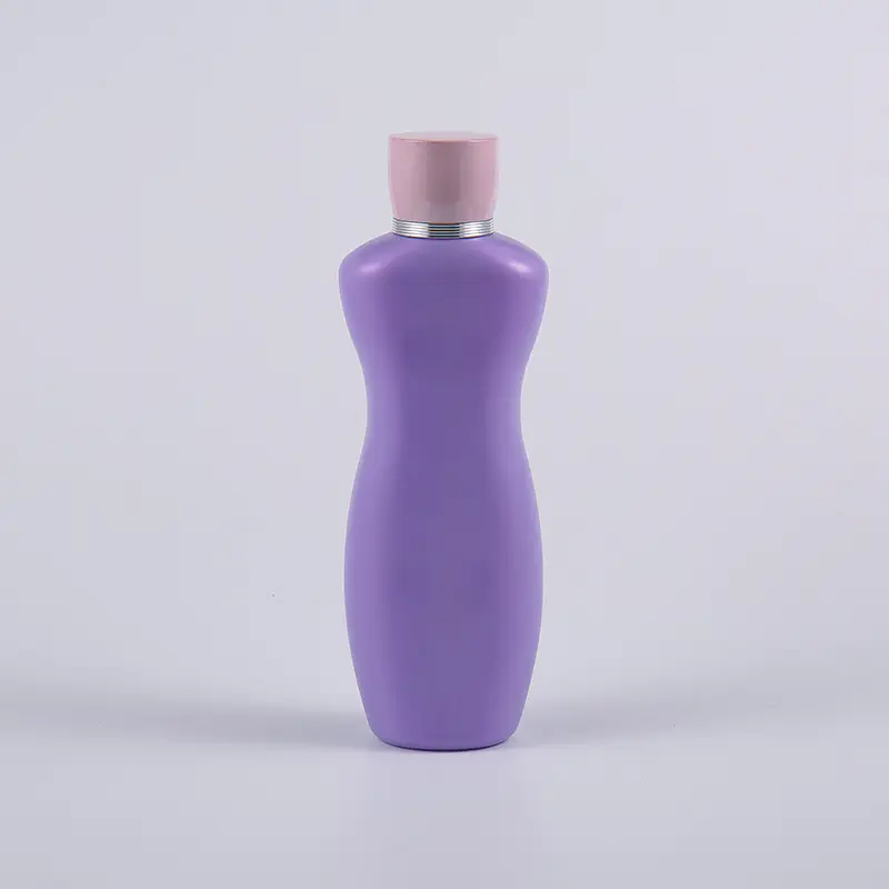 Roze paarse kleur Ergonomische vorm 200 ml PE bodylotion badwasfles